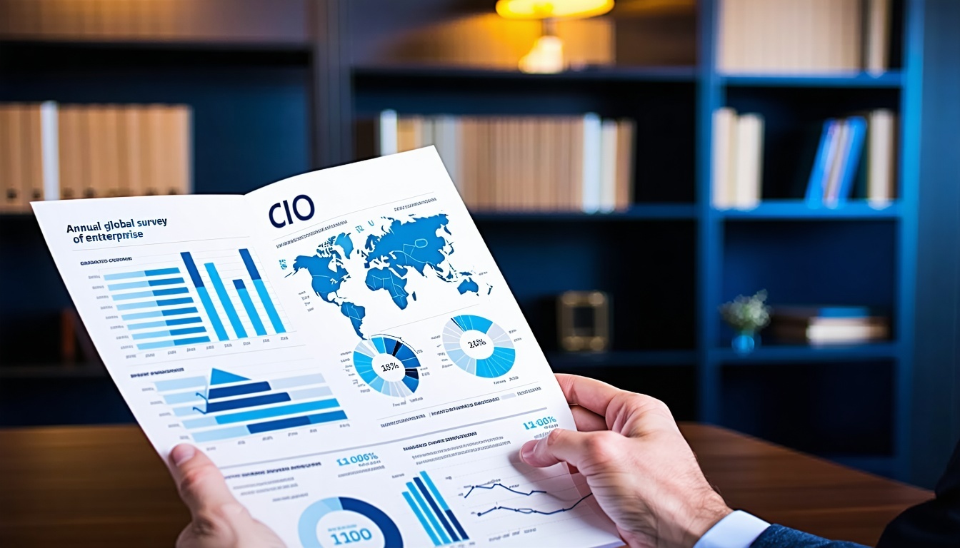Annual Global Survey of Enterprise CIOs reading a report-1